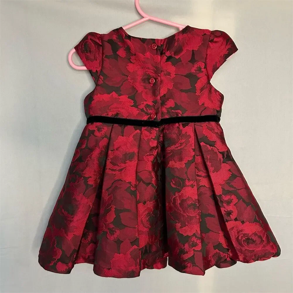 The Children's Place Girls Red Floral Holiday Dress Size 12-18M